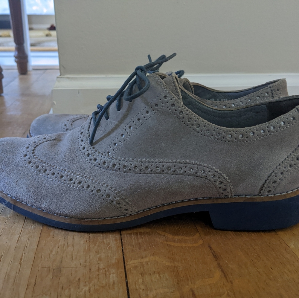 Cole Haan Grey & Blue Suede Oxfords